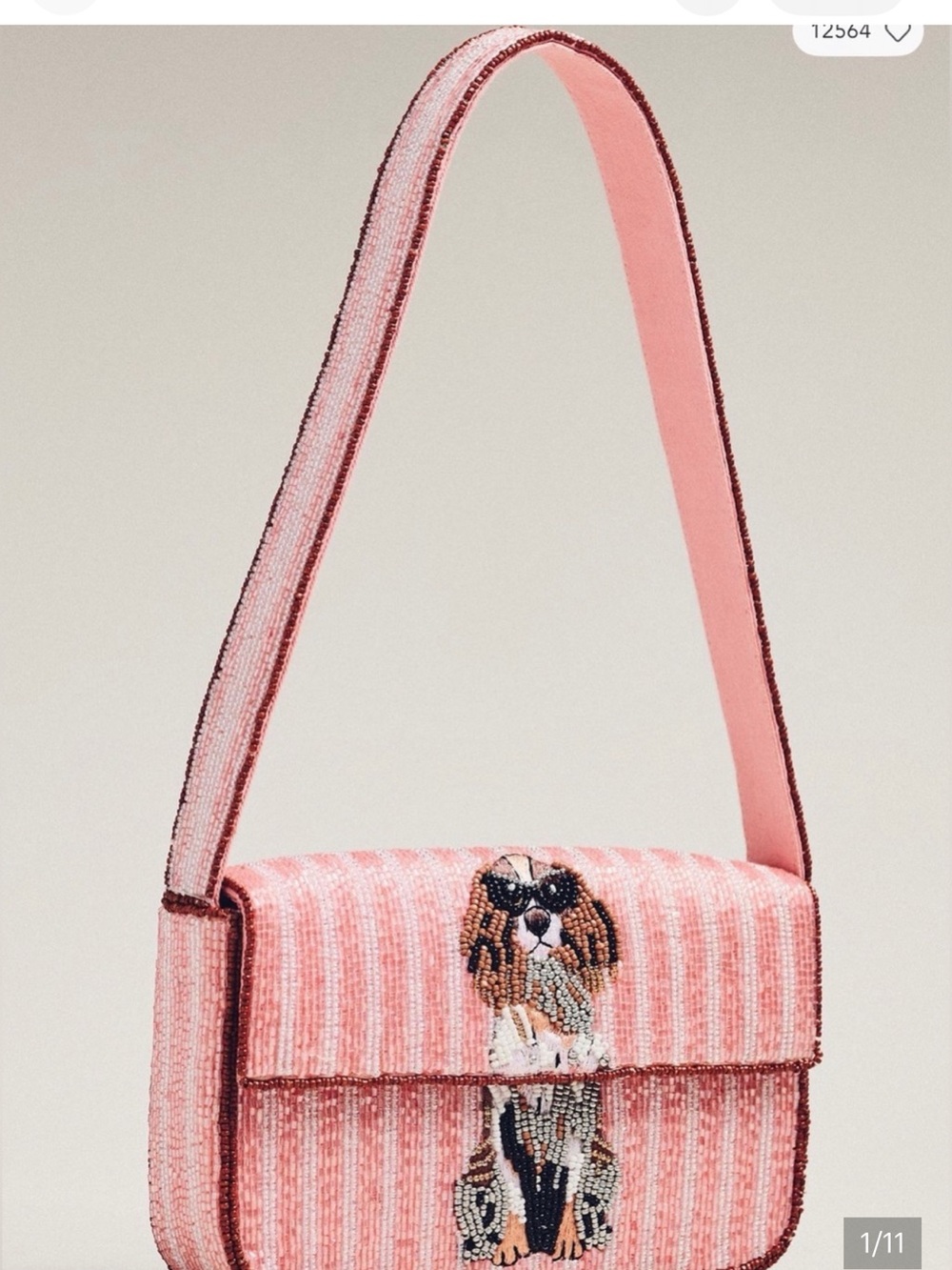 Anthropologie Fiona beaded shoulder bag purse dog